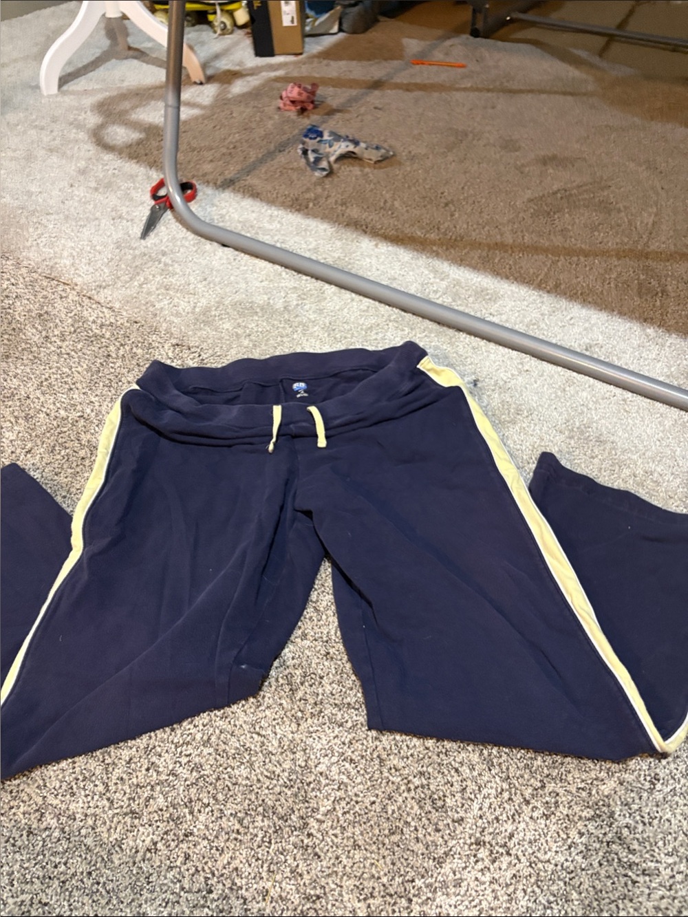 Navy Kids Joggers with Yellow Side Stripes